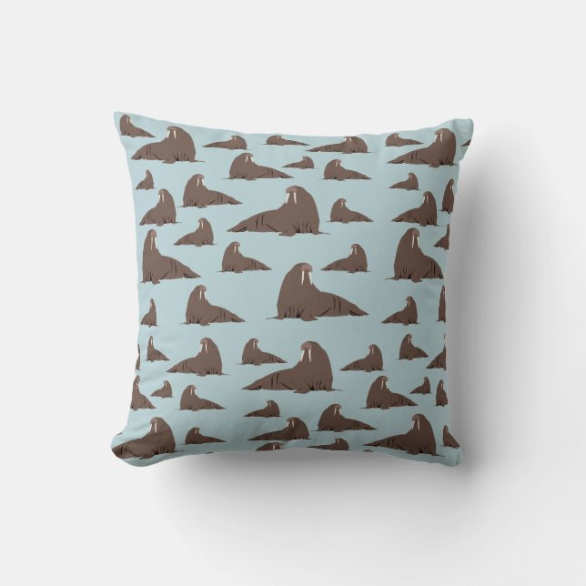 Cute Walrus Pattern Throw Pillow (Front)