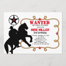 Cute Wanted Western Cowboy Invitation