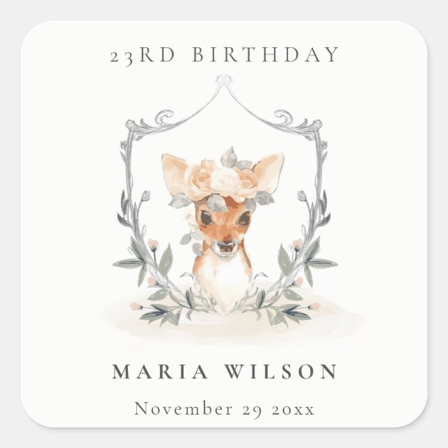 Cute Warm Cozy Autumn Essential Any Age Birthday Square Sticker (Front)