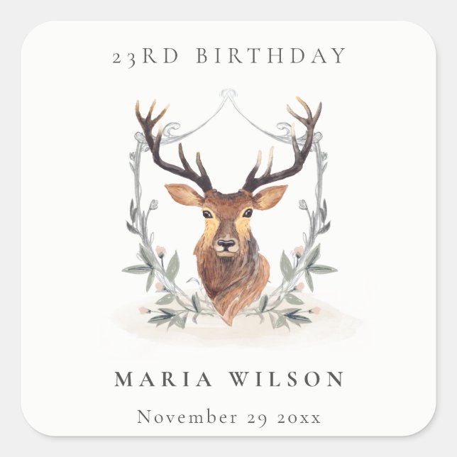 Cute Warm Cozy Autumn Essential Any Age Birthday Square Sticker (Front)