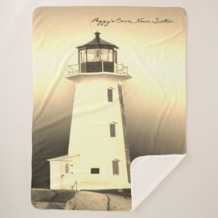 Cute Warm cozy Peggy's Cove Lighthouse Nova Scotia Sherpa Blanket