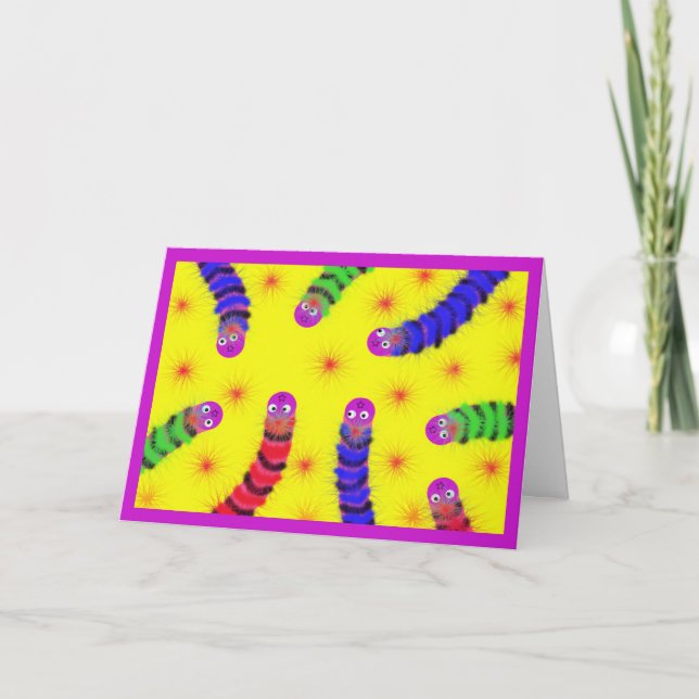 Cute Warm Fuzzy Worm Fuzzy Encouragement Card (Front)