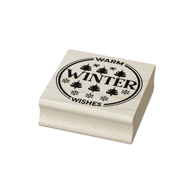 Cute Warm Winter Wishes Christmas  Rubber Stamp (Stamp)