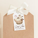 Cute Warm Wishes Snowman Hot Cocoa Holiday Gift Tags<br><div class="desc">Add a festive touch to your holiday gifts and Christmas party favours with our adorable hot chocolate gift tags. The gift tags feature an illustration of a marshmallow snowman sitting on top of a cup of hot cocoa with a candy cane. "Warm Wishes" is displayed in a brown handwritten script....</div>