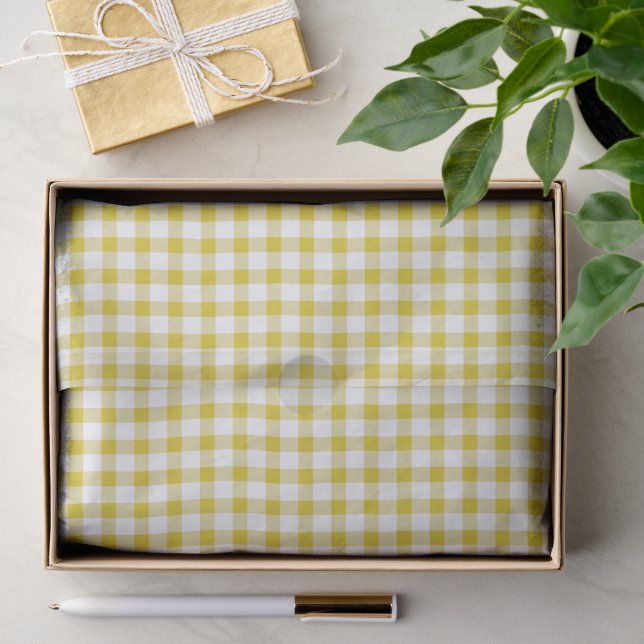 Cute Warm Yellow Gingham Pattern Tissue Paper (Gift)
