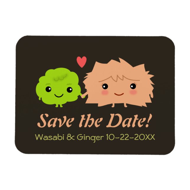 Cute Wasabi and Ginger Wedding Save the Date Magnet (Horizontal)