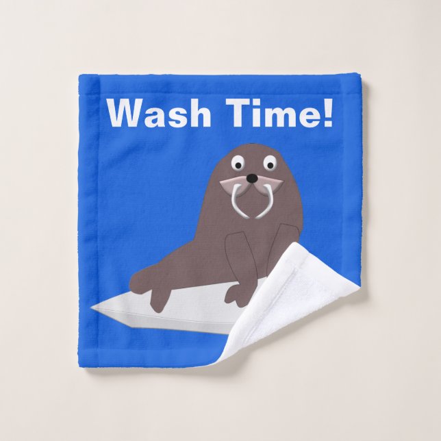 Cute Wash Time Walrus Custom Wash Cloth (Wash Cloth)