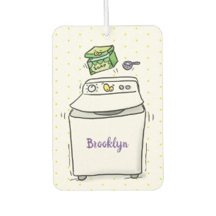 Cute washing machine laundry cartoon illustration  air freshener