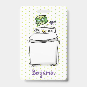 Cute washing machine laundry cartoon illustration badge