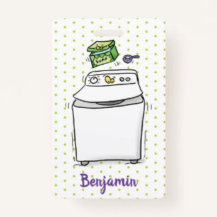 Cute washing machine laundry cartoon illustration badge