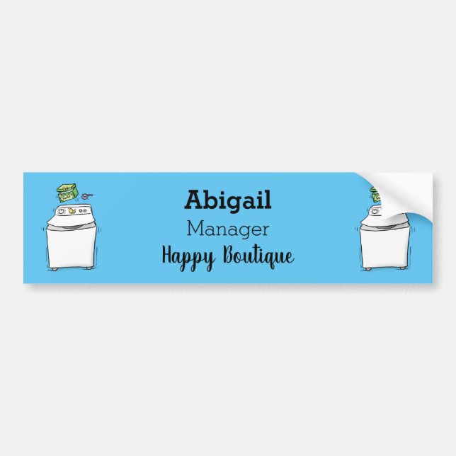 Cute washing machine laundry cartoon illustration  bumper sticker (Front)