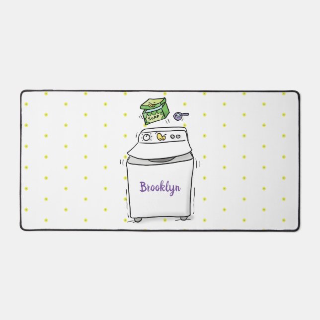 Cute washing machine laundry cartoon illustration desk mat (Front)