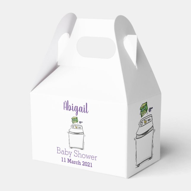 Cute washing machine laundry cartoon illustration favor box (Front Side)