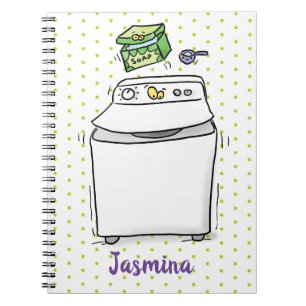 Cute washing machine laundry cartoon illustration notebook