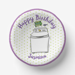 Cute washing machine laundry cartoon illustration paper plate