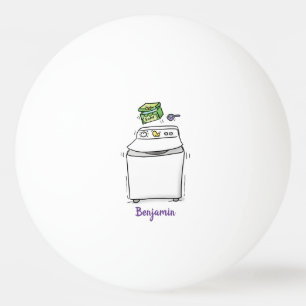 Cute washing machine laundry cartoon illustration ping pong ball