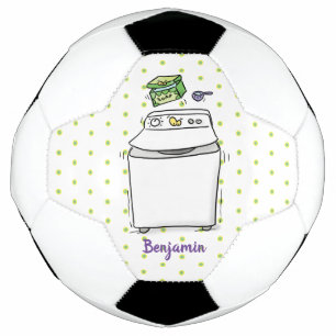 Cute washing machine laundry cartoon illustration soccer ball