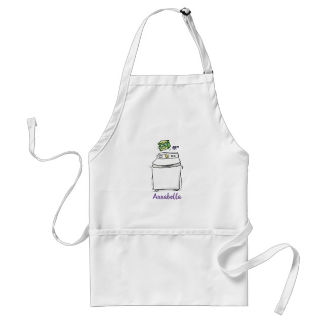 Cute washing machine laundry cartoon illustration standard apron (Front)