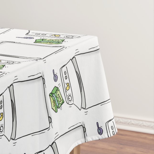 Cute washing machine laundry cartoon illustration tablecloth (In Situ)
