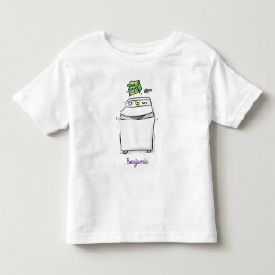 Cute washing machine laundry cartoon illustration toddler t-shirt