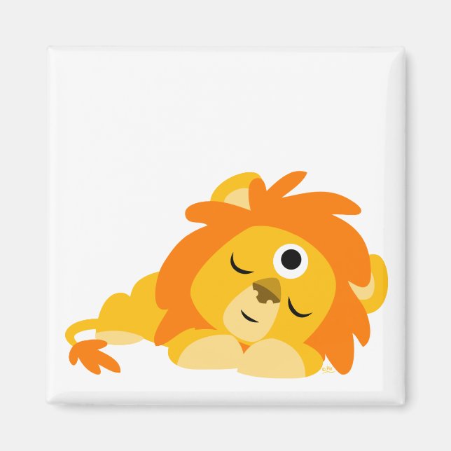 Cute Watchful Cartoon Lion magnet (Front)