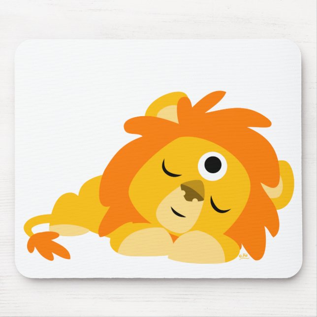 Cute Watchful Cartoon Lion mousepad (Front)