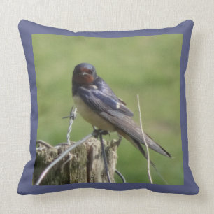 Cute Watching Barn Swallow Throw Pillow