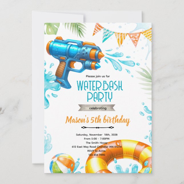 Cute water gun theme invitation (Devant)