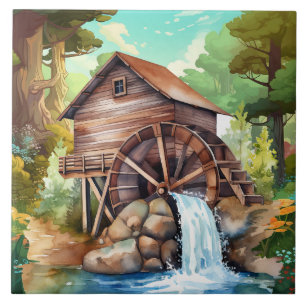 cute water wheel Country Tile