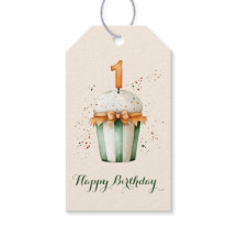 Cute Watercolor 1st Birthday Cupcake