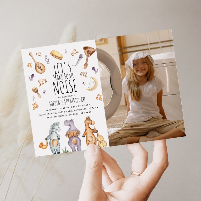 Cute Watercolor African Animals Birthday Photo Invitation (Creator Uploaded)