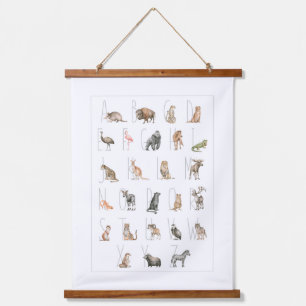 Cute Watercolor Animal Alphabet Hanging Tapestry