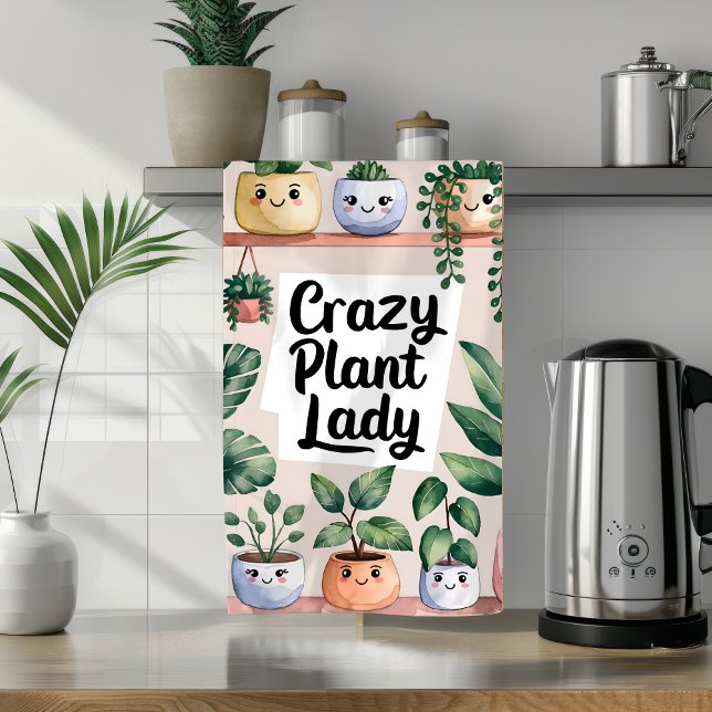 Cute Watercolor Animated Houseplant  Kitchen Towel (Creator Uploaded)