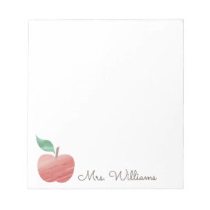 Cute Watercolor Apple Teacher Notepad