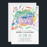 Cute Watercolor Art Paint Painting Party Birthday Invitation<br><div class="desc">Cute Watercolor Art Paint Painting Party Birthday Invitation</div>