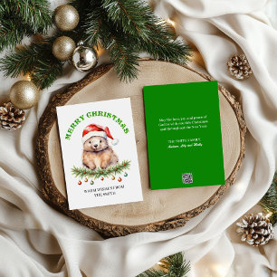 Cute Watercolor Aussie Wombat Family Christmas Holiday Card