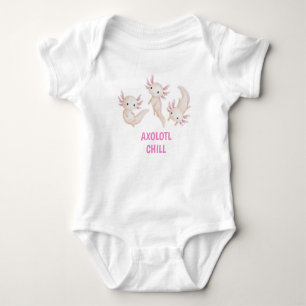 Cute Watercolor Axolotl Chill Funny Baby Bodysuit