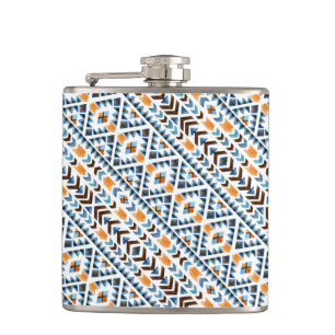 Cute watercolor aztec pattern hip flask