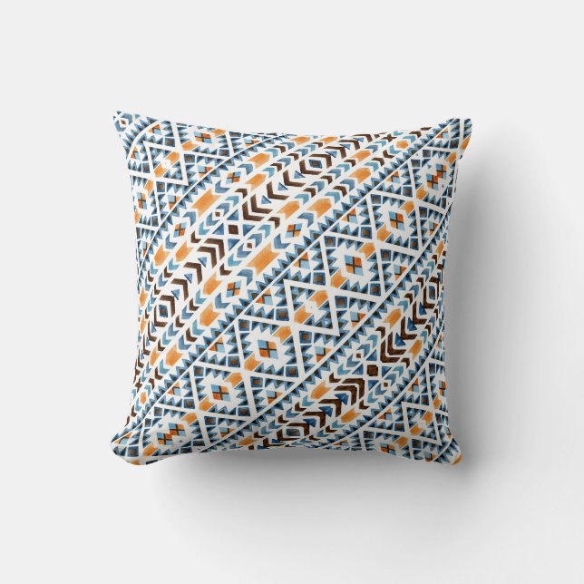 Cute watercolor aztec pattern throw pillow (Front)