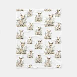 Cute Watercolor Baby Animals with Alphabet Letters Fleece Blanket