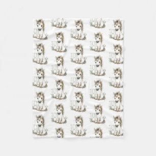 Cute Watercolor Baby Animals with Alphabet Letters Fleece Blanket