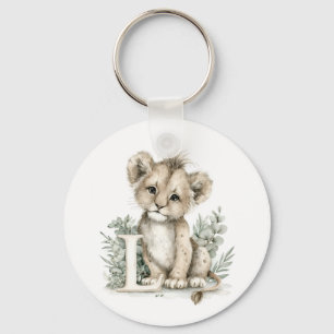 Cute Watercolor Baby Animals with Alphabet Letters Keychain