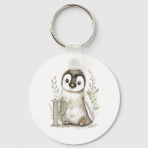 Cute Watercolor Baby Animals with Alphabet Letters Keychain