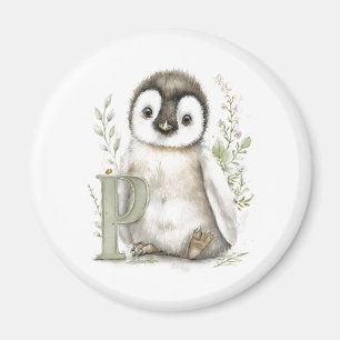 Cute Watercolor Baby Animals with Alphabet Letters Magnet
