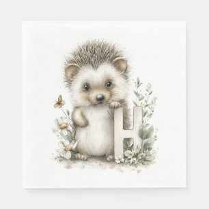 Cute Watercolor Baby Animals with Alphabet Letters Napkin