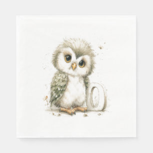 Cute Watercolor Baby Animals with Alphabet Letters Napkin
