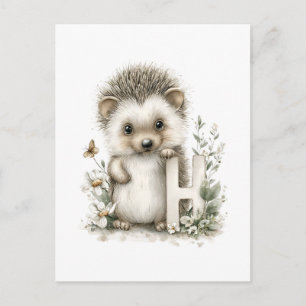 Cute Watercolor Baby Animals with Alphabet Letters Postcard