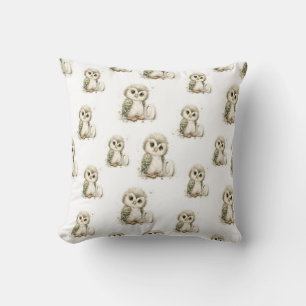 Cute Watercolor Baby Animals with Alphabet Letters Throw Pillow
