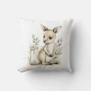 Cute Watercolor Baby Animals with Alphabet Letters Throw Pillow