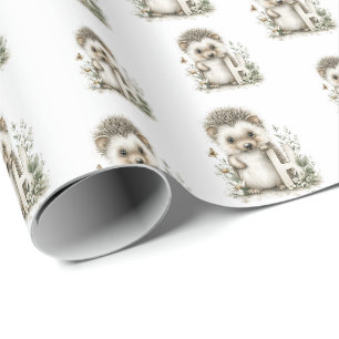 Cute Watercolor Baby Animals with Alphabet Letters Wrapping Paper